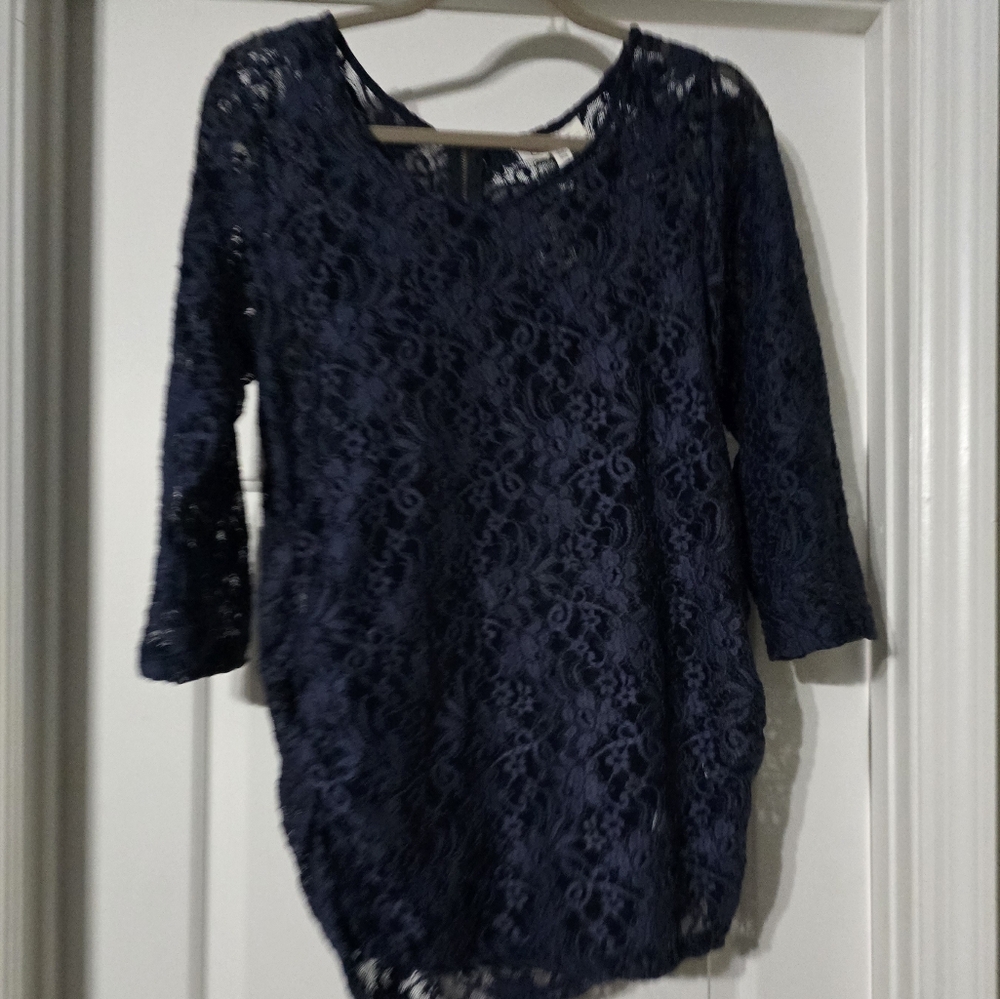 Jessica Simpson Maternity Blue Lace Blouse